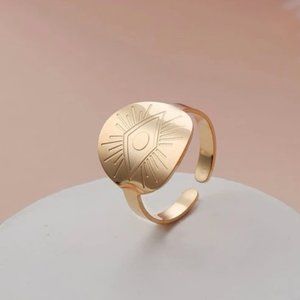 14K Gold Plated Eye Design Cuff Ring